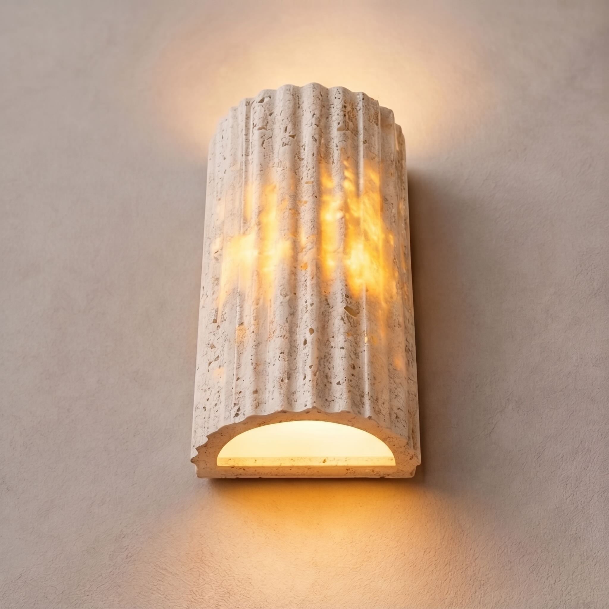 Rustic Minimalist Outdoor Wall Light Wall Mounted Natural Yellow Travertine Integrated LED