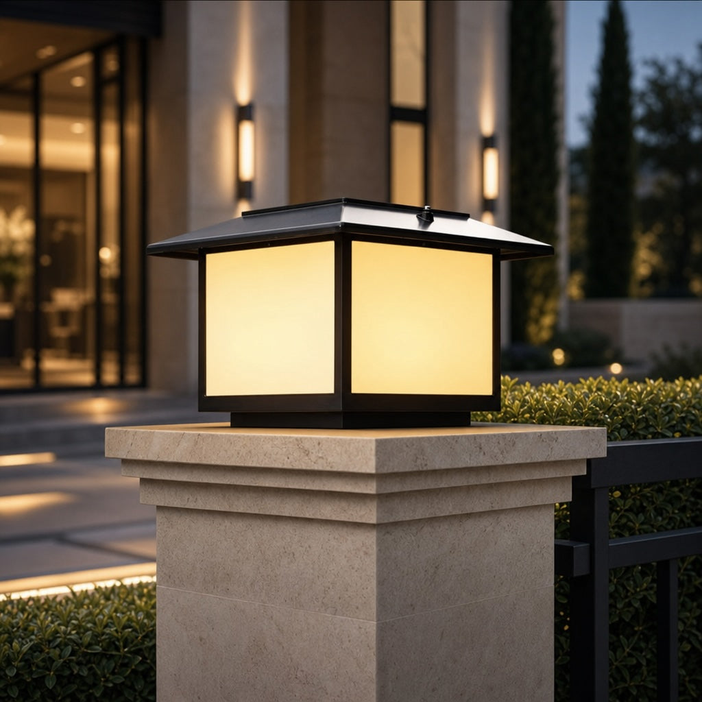 Modern Solar Pillar Light Adjustable Waterproof Aluminum LED Dual Power Supply IP54
