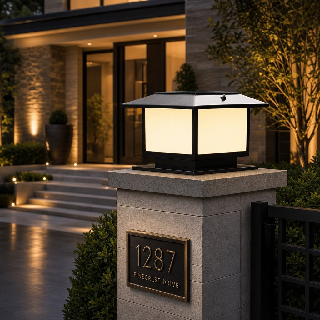 Modern Solar Pillar Light Adjustable Waterproof Aluminum LED Dual Power Supply IP54