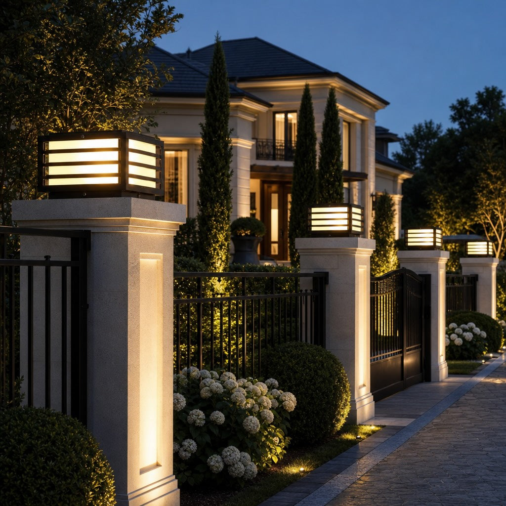Modern Outdoor Wall Light Solar Die-Cast Aluminum Adjustable LED with Glass Shade