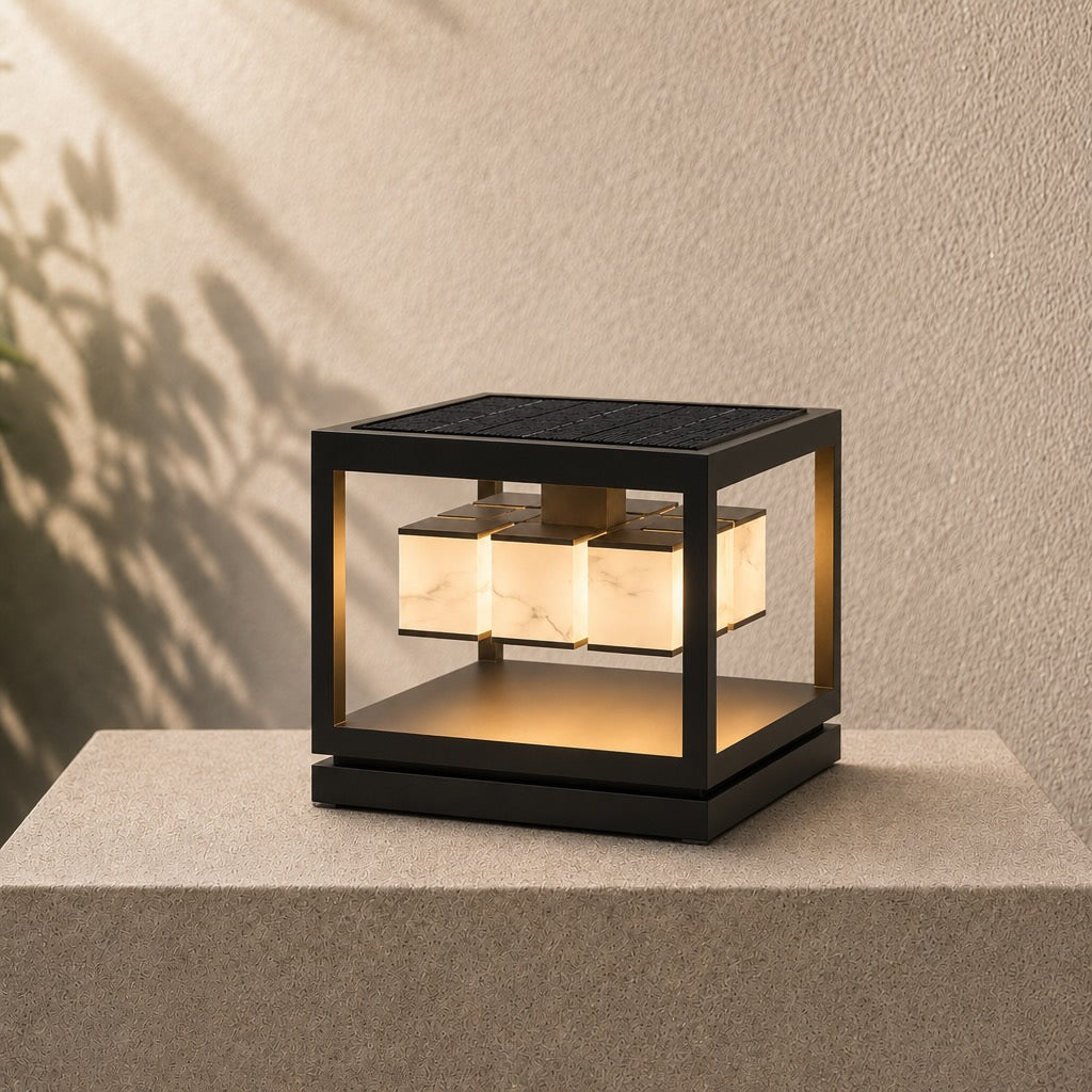 Solar Powered Modern Square Outdoor Deck Light Waterproof Stainless Steel LED Garden Fixture
