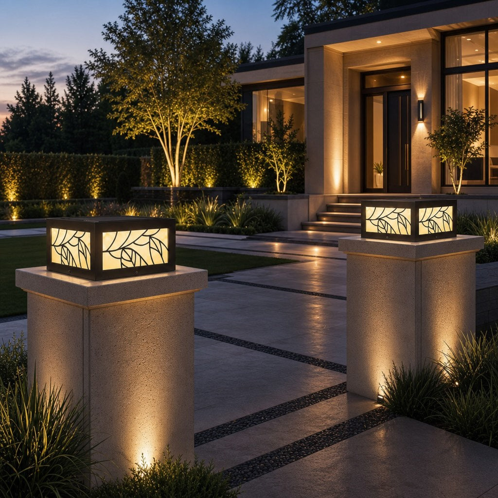 Modern Square Outdoor Wall Light Waterproof Stainless Steel LED Fixture for Garden Pathways