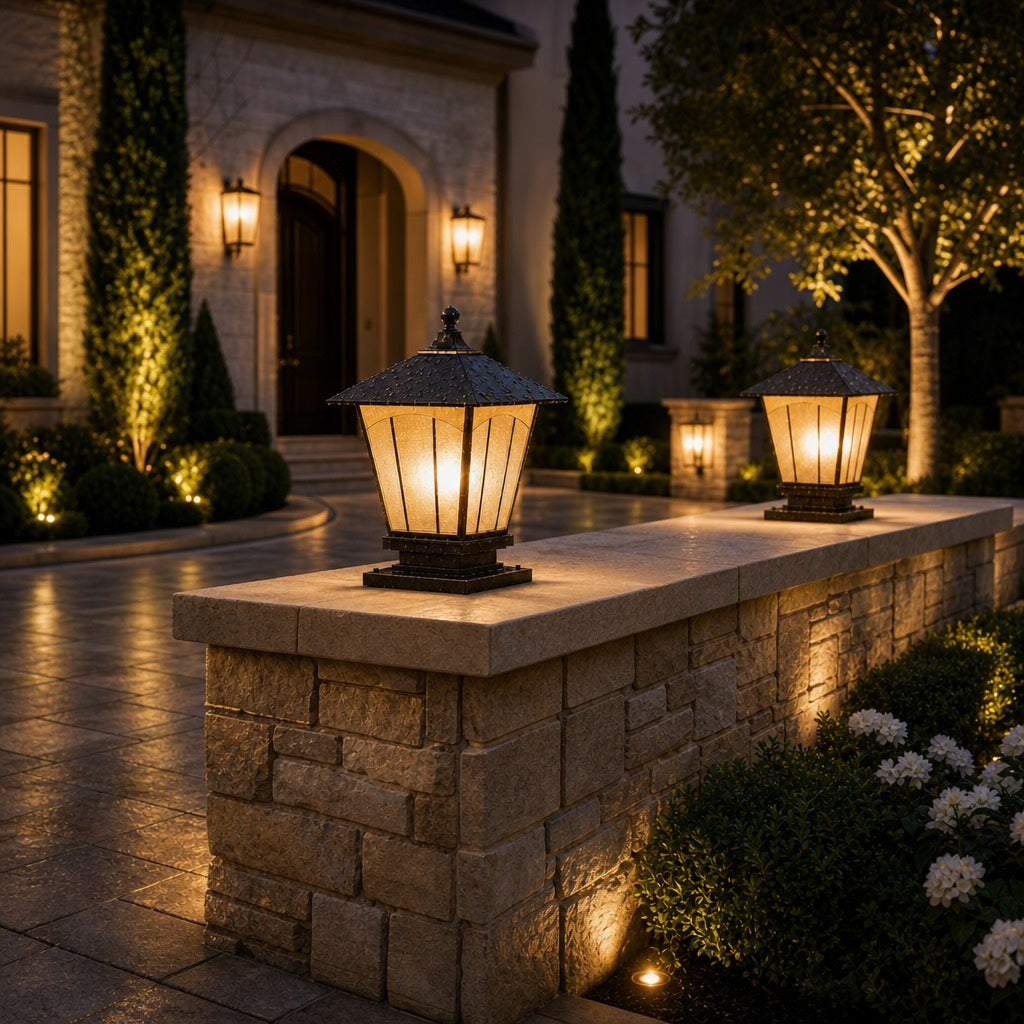 Modern Outdoor Wall Light IP55 Waterproof Solid Copper Glass Shade E27 Compatible Garden Lighting