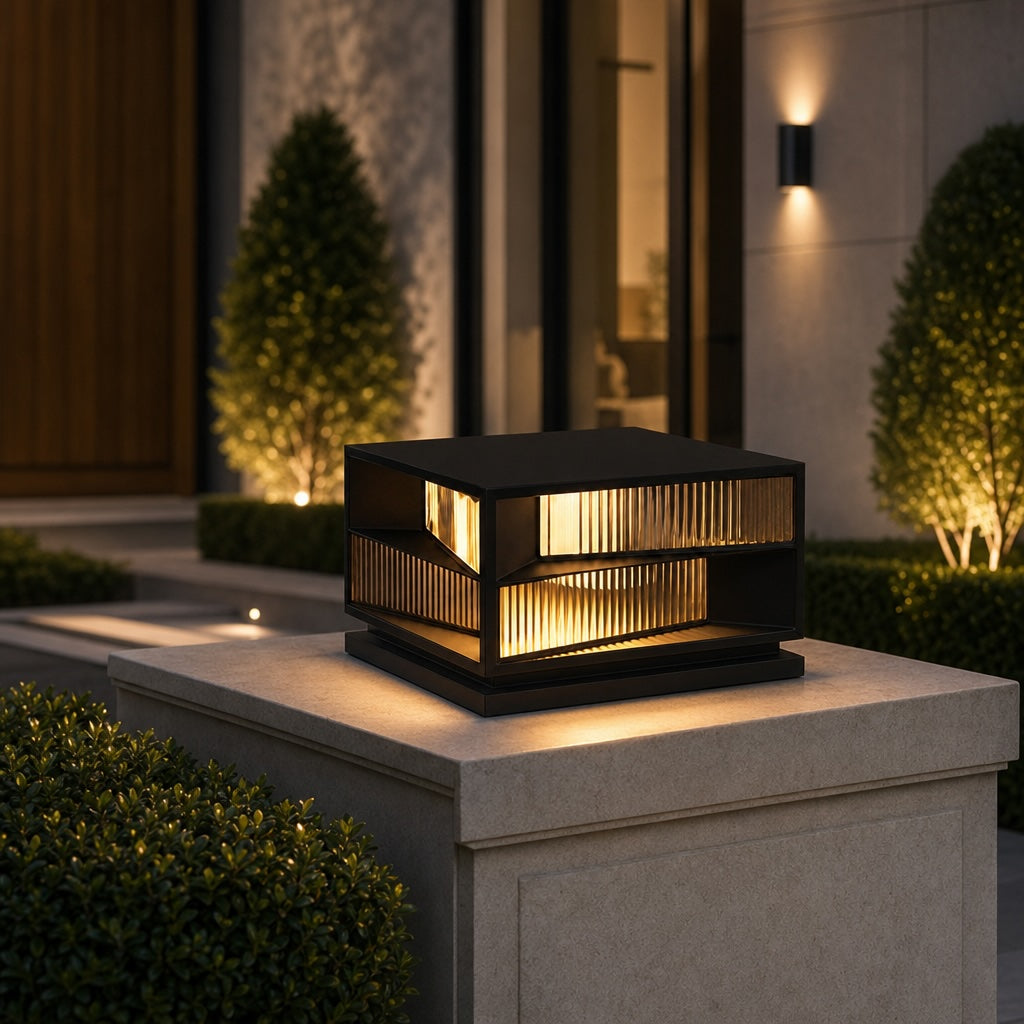 Modern Solar Pillar Light Adjustable Height Stainless Steel LED Waterproof Outdoor Fixture