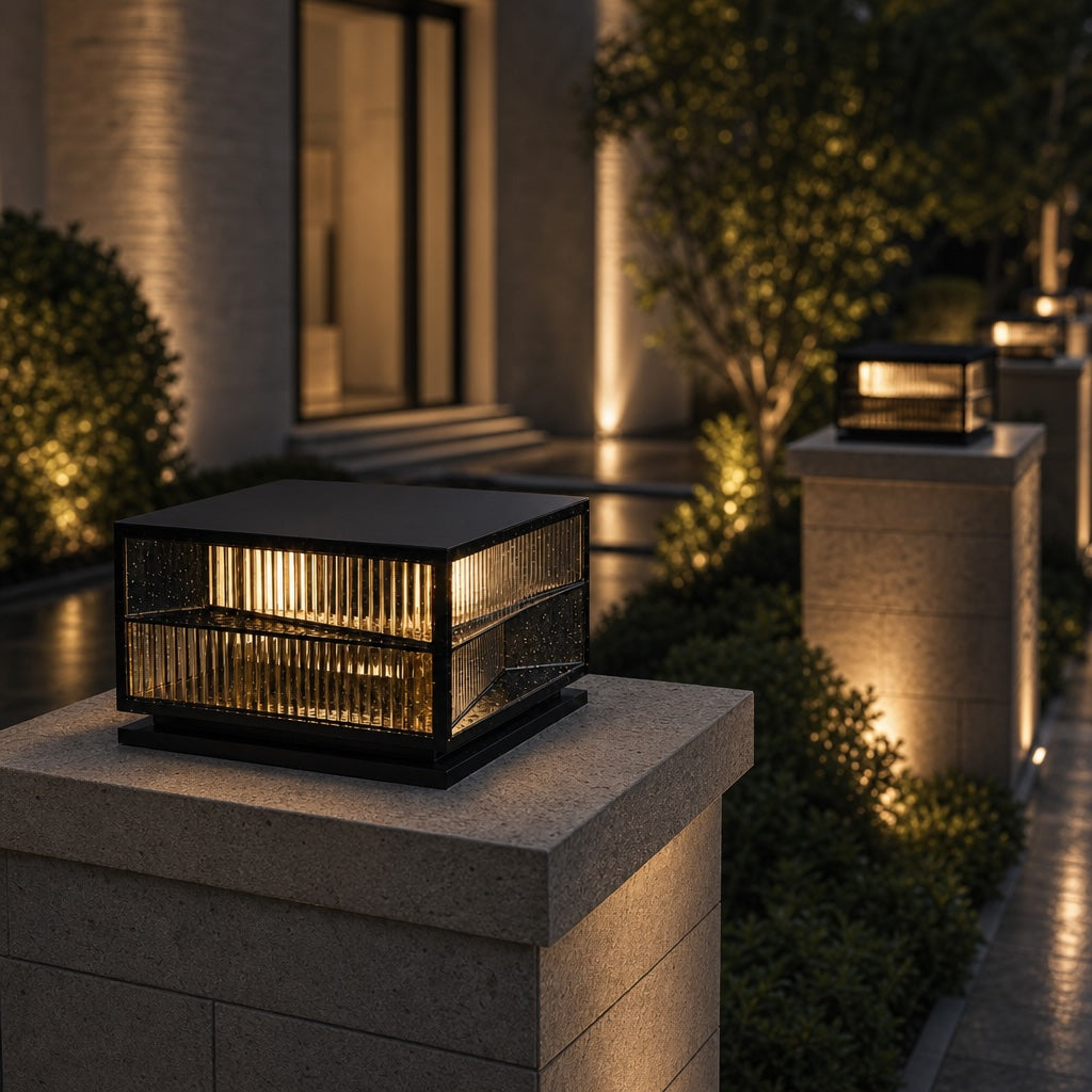Modern Solar Pillar Light Adjustable Height Stainless Steel LED Waterproof Outdoor Fixture