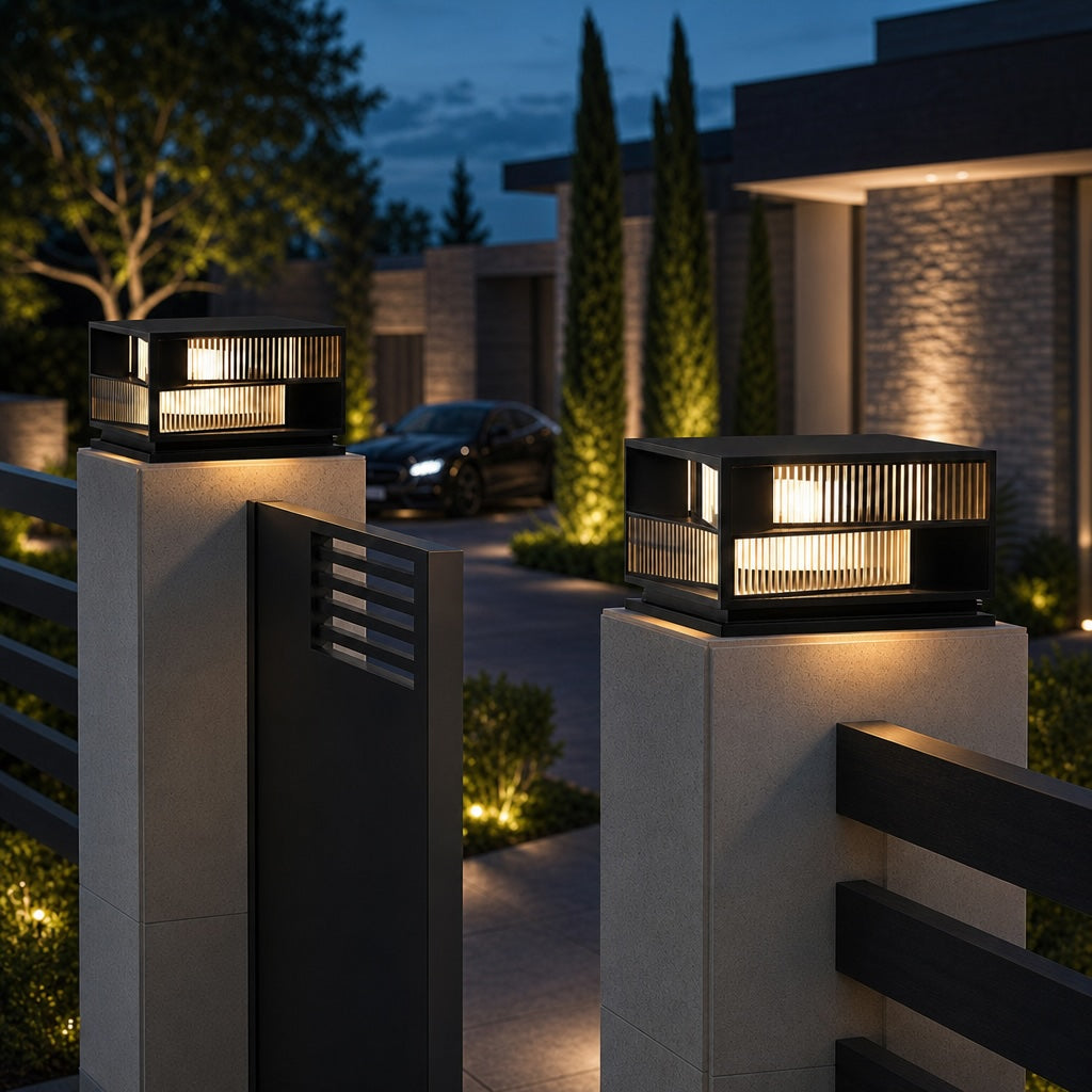 Modern Solar Pillar Light Adjustable Height Stainless Steel LED Waterproof Outdoor Fixture