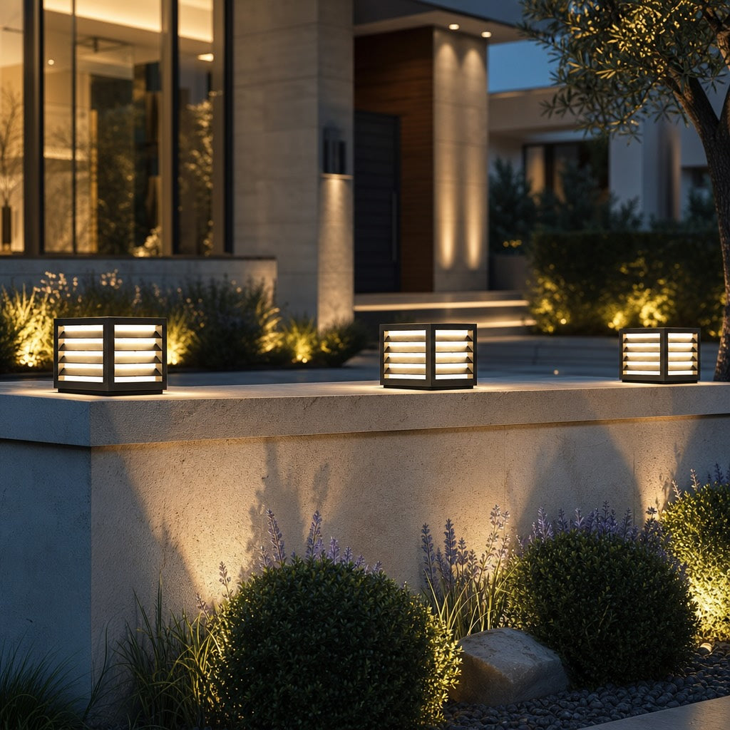 Solar Outdoor Pillar Light Waterproof Aluminum Wall Mounted LED with Warm White Illumination