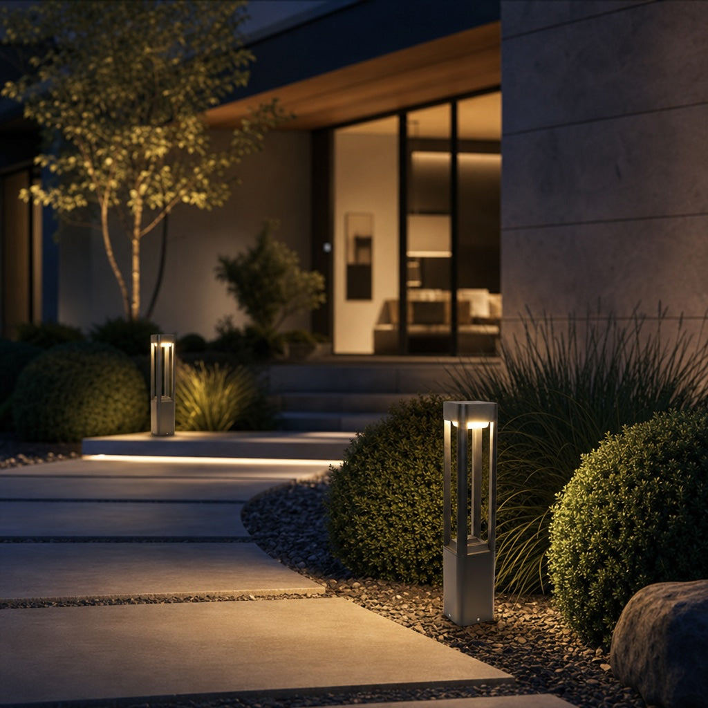 Modern Bollard Landscape Light Adjustable Height Die-Cast Aluminum LED Outdoor Lighting IP55