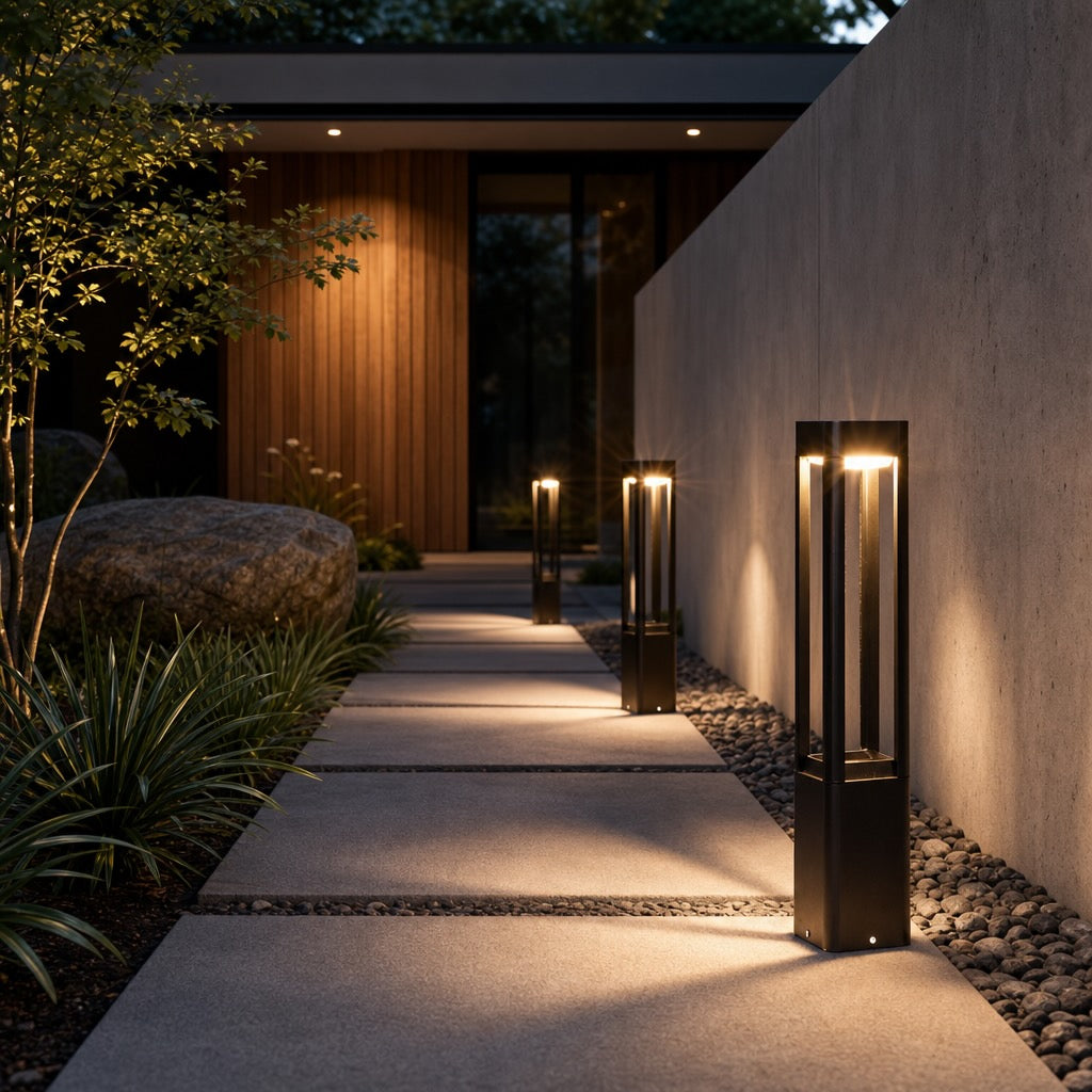 Modern Bollard Landscape Light Adjustable Height Die-Cast Aluminum LED Outdoor Lighting IP55