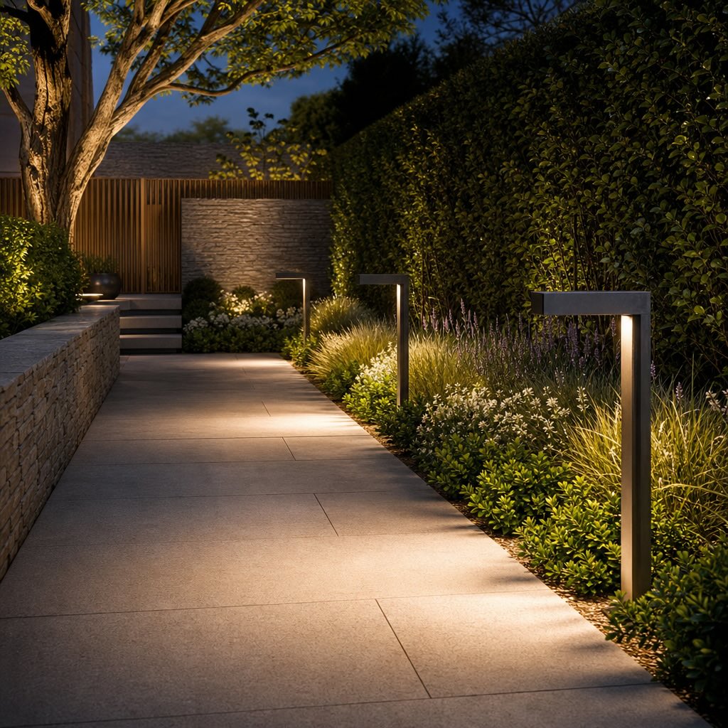 Solar Outdoor Lights Modern Landscape Light Adjustable Height Aluminum Glass LED IP65