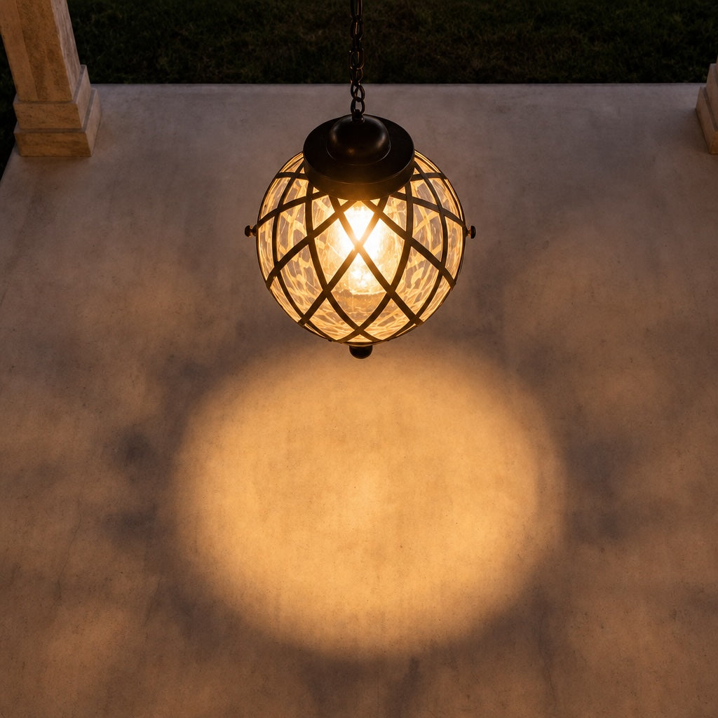 Modern Outdoor Hanging Pendant Light Fixture Aluminum Glass Shade IP54 Rated for Exterior Use