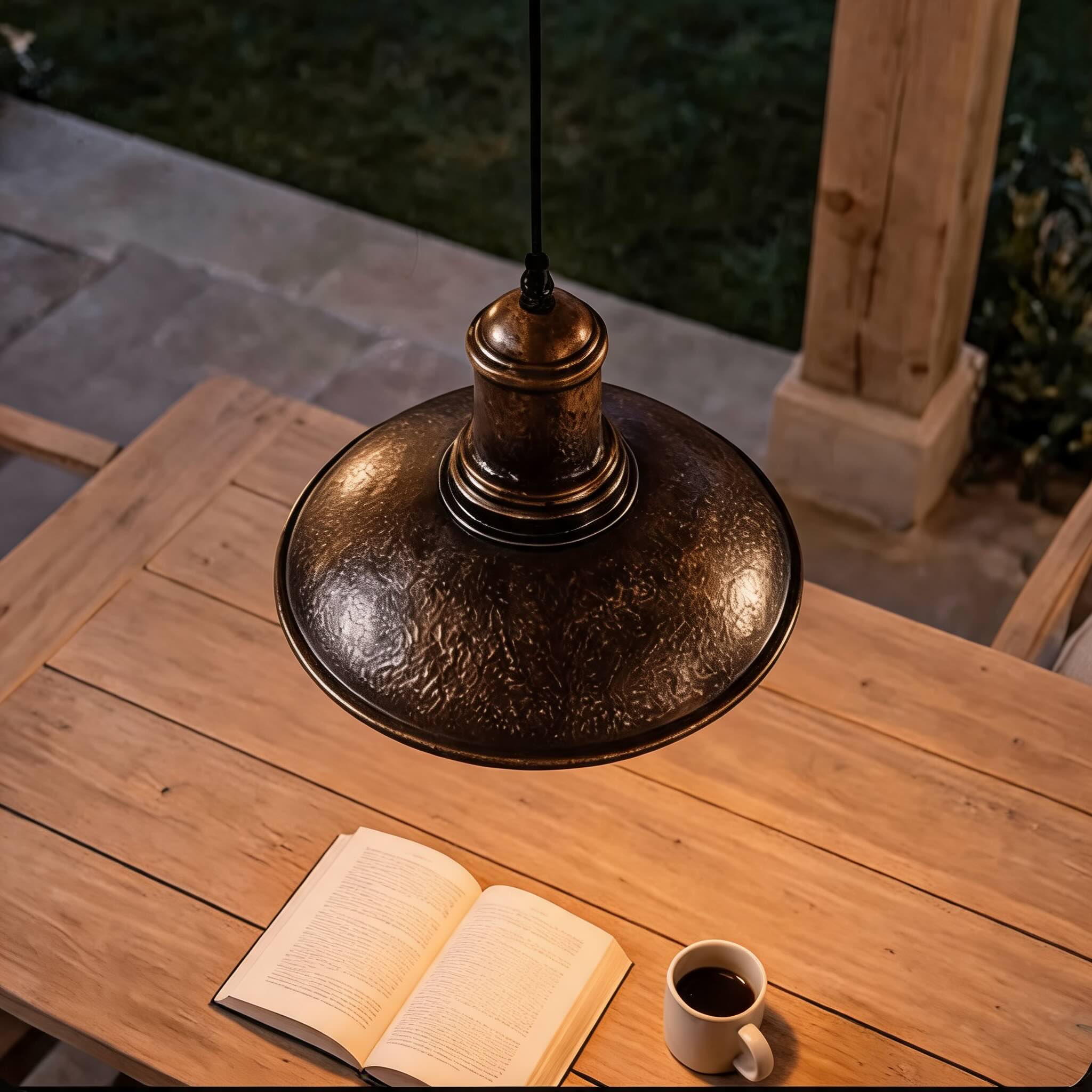 Industrial Outdoor Pendant Light Fixture Hanging Iron Waterproof LED 3000K Warm White
