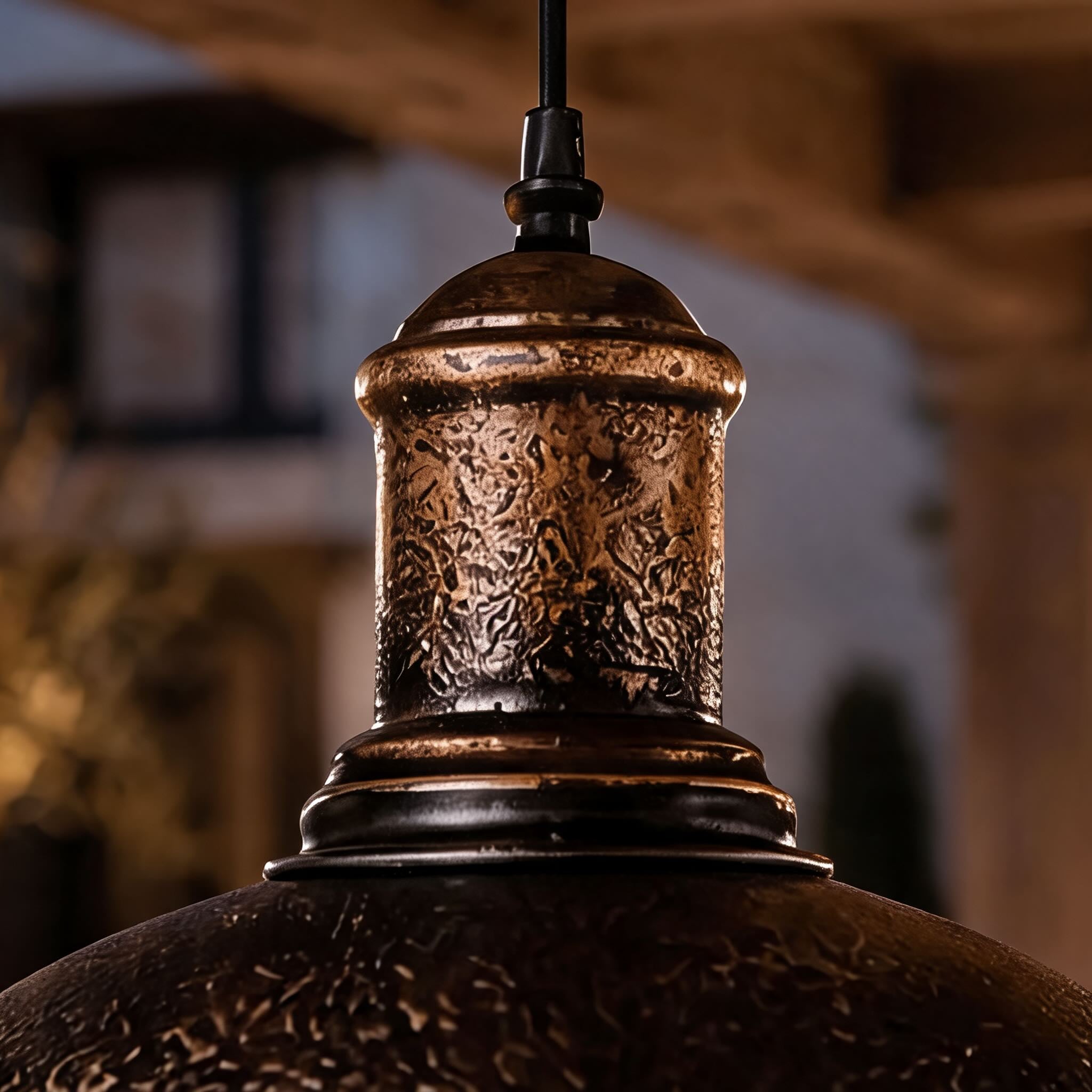Industrial Outdoor Pendant Light Fixture Hanging Iron Waterproof LED 3000K Warm White