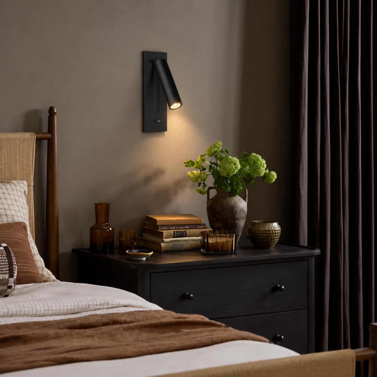Modern Wall Mounted Bedside Lamp Metal Frame Adjustable LED Lighting for Bedroom Use