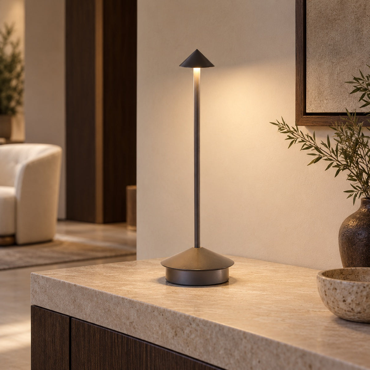 Modern Waterproof Table Lamp Rechargeable LED Cordless Design for Indoor Outdoor Use