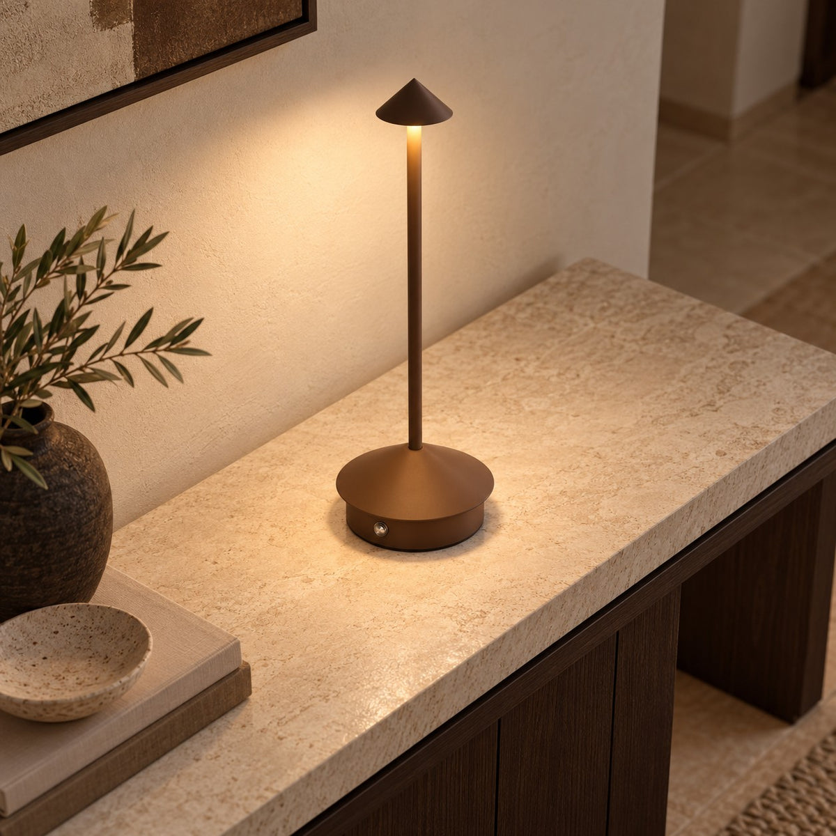 Modern Waterproof Table Lamp Rechargeable LED Cordless Design for Indoor Outdoor Use