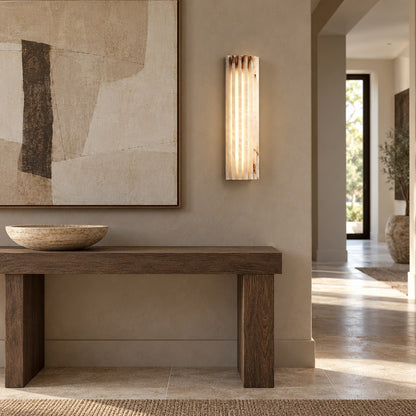 Modern Wall Light Wall Mounted Metal Alabaster Shade Dimmable LED for Contemporary Spaces