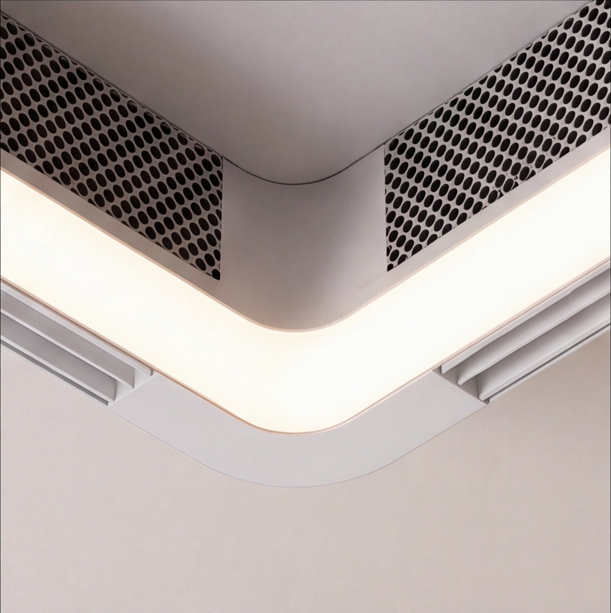 Modern Bladeless Ceiling Fan with Flush Mount Design Metal Body Dimmable LED Light and Remote Control