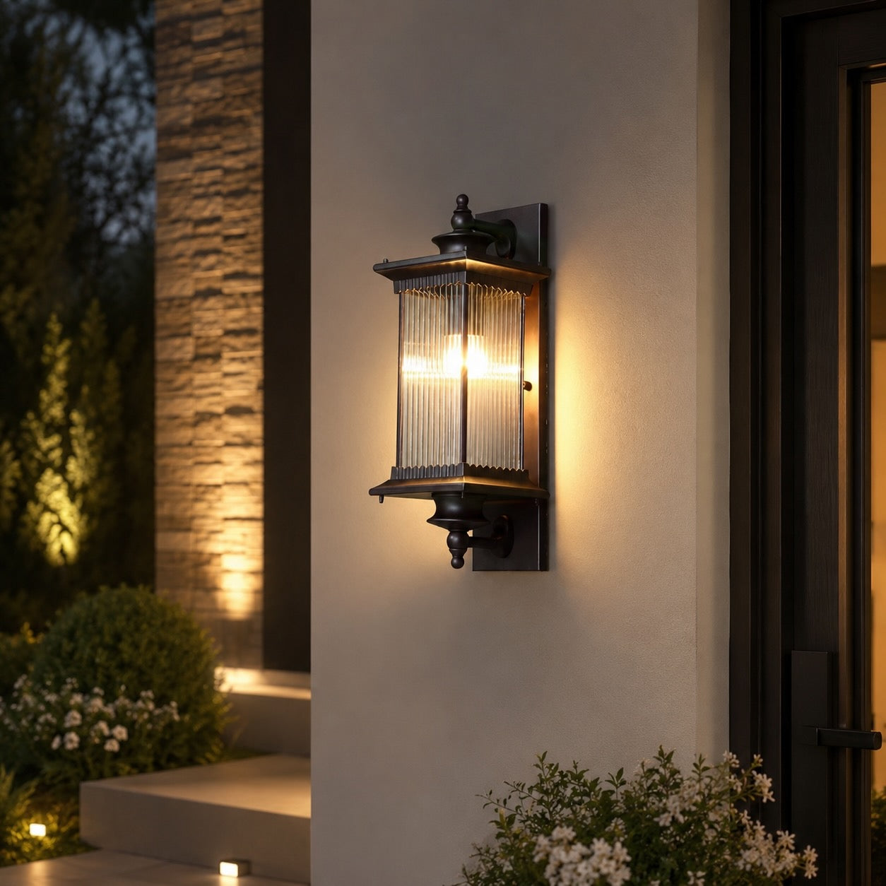Modern Outdoor Wall Lantern Waterproof Wall Mounted Black Aluminum with Adjustable Bulb Compatibility