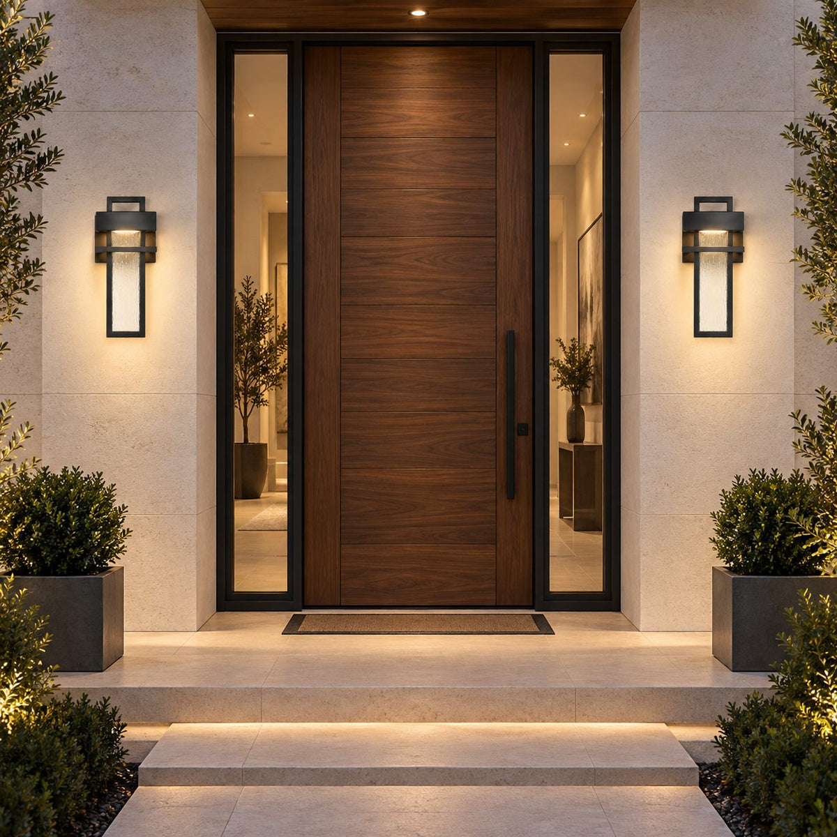 Modern Black Outdoor Wall Light Wall Mounted Aluminum 12W LED Waterproof for Exterior Use