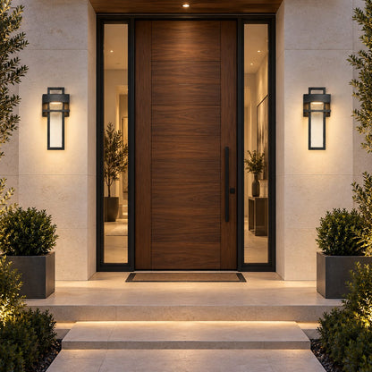 Modern Black Outdoor Wall Light Wall Mounted Aluminum 12W LED Waterproof for Exterior Use
