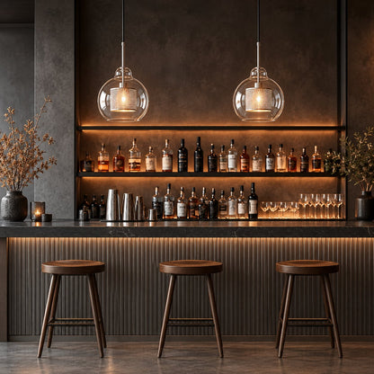 Modern Glass Pendant Light Adjustable Hanging Fixture with LED Technology for Kitchen Island
