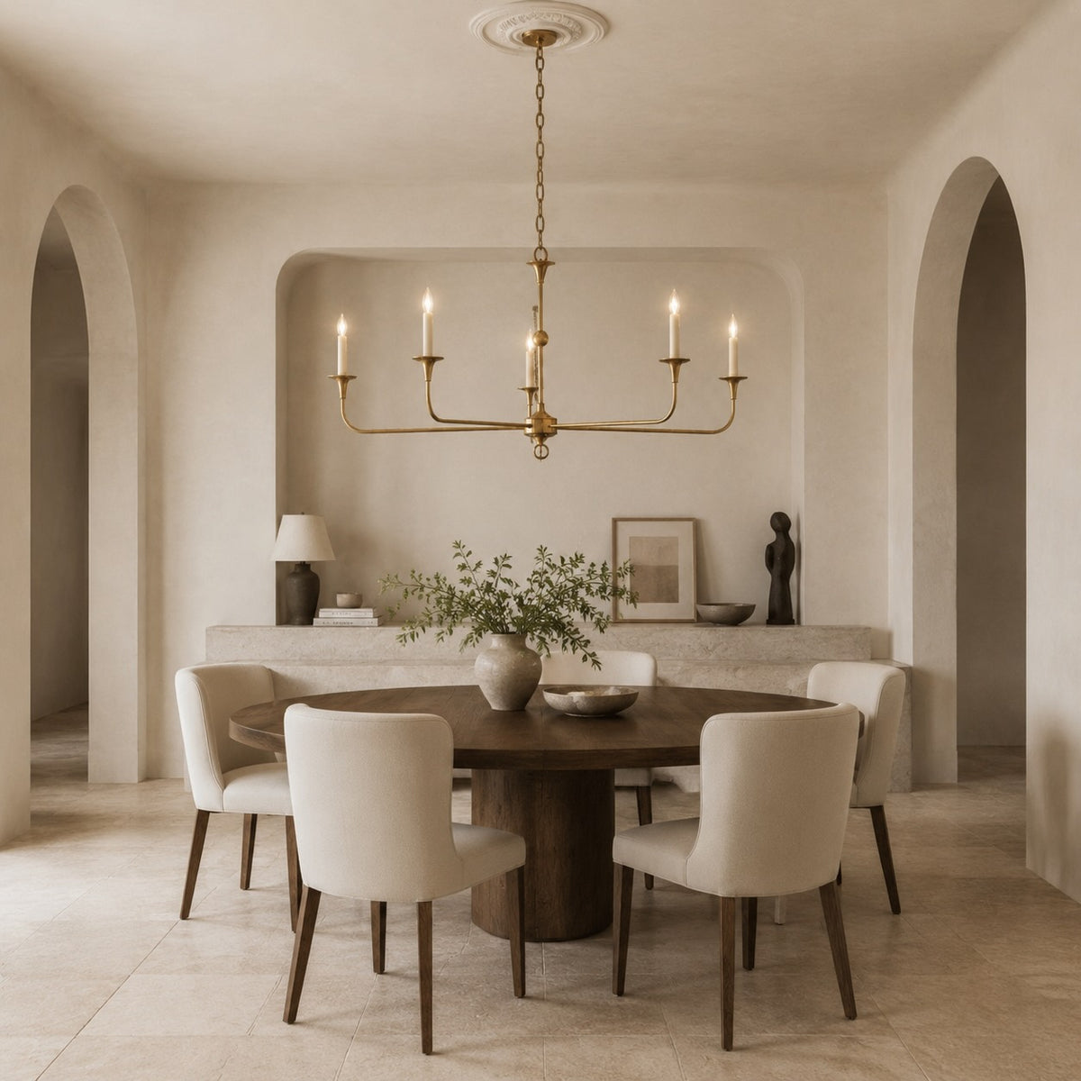 Modern Chandelier 5-Head Adjustable Flush Mount Brass E14 Candelabra Bulbs Exposed Design