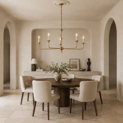 Modern Chandelier 5-Head Adjustable Flush Mount Brass E14 Candelabra Bulbs Exposed Design