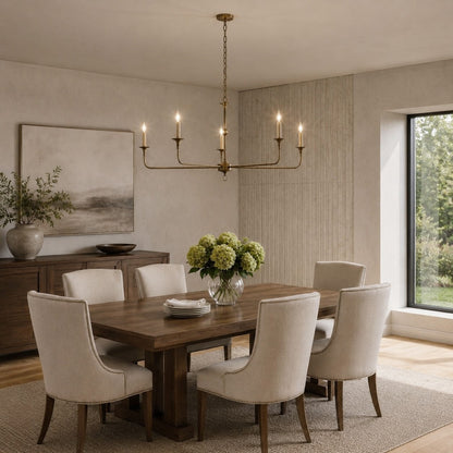 Modern Chandelier 5-Head Adjustable Flush Mount Brass E14 Candelabra Bulbs Exposed Design
