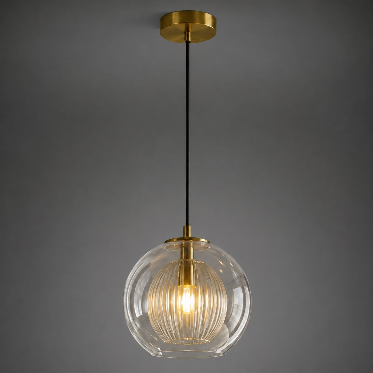 Modern Glass Pendant Light Adjustable Hanging Fixture Metal LED Compatible for Kitchen Island