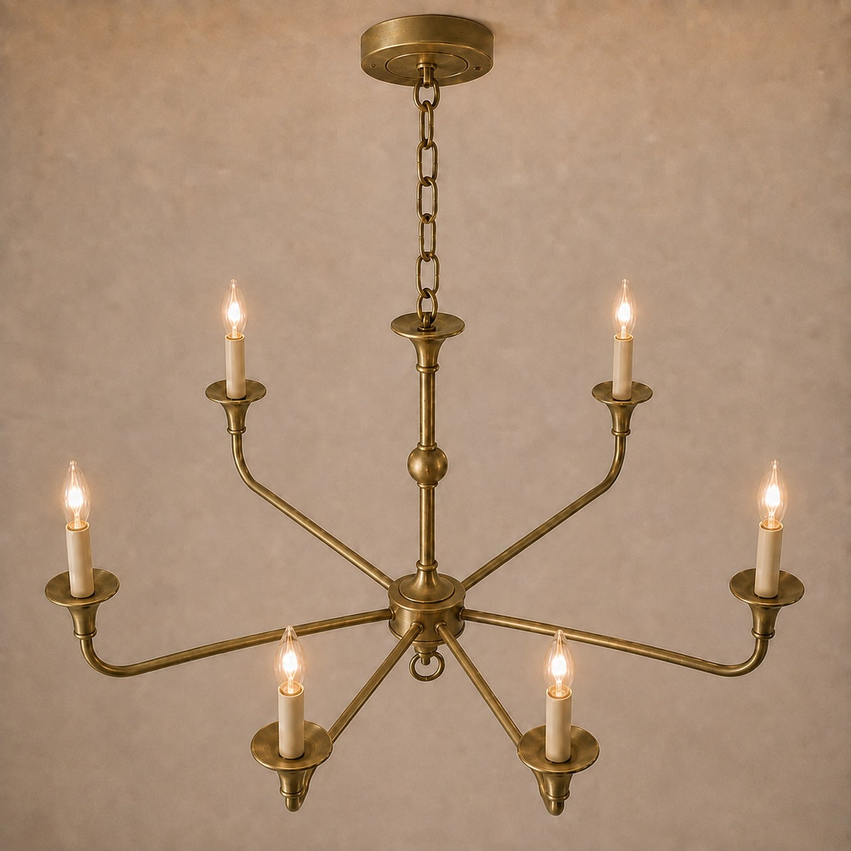 Modern Chandelier 5-Head Adjustable Flush Mount Brass E14 Candelabra Bulbs Exposed Design