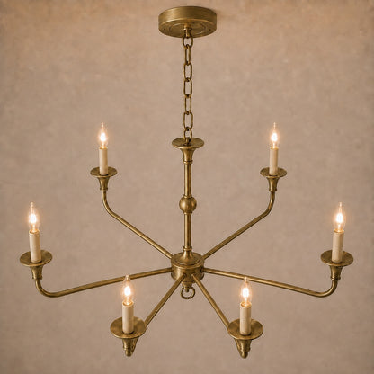 Modern Chandelier 5-Head Adjustable Flush Mount Brass E14 Candelabra Bulbs Exposed Design