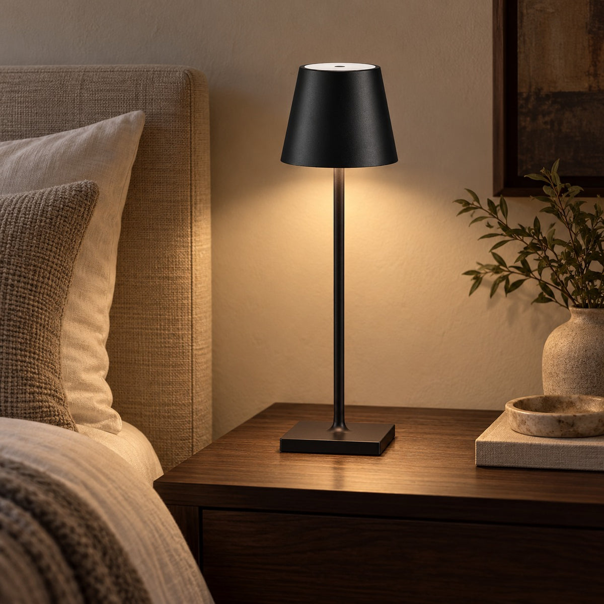 Modern Cordless Table Lamp Adjustable Brightness Rechargeable Battery LED Design for Home Office