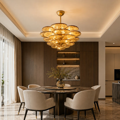 Modern Glass Chandelier with Lotus Leaf Design Ceiling Mounted Elegant Indoor Lighting