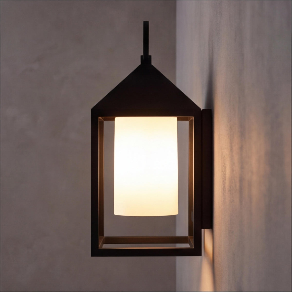 Modern Rustic Outdoor Wall Light Rectangular Lantern Die-Cast Aluminum LED 3000K Waterproof