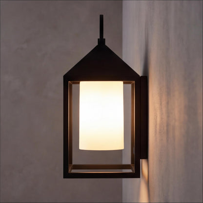 Modern Rustic Outdoor Wall Light Rectangular Lantern Die-Cast Aluminum LED 3000K Waterproof