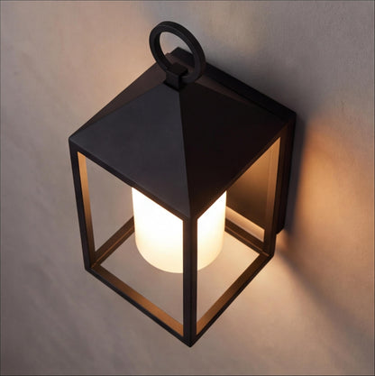 Modern Rustic Outdoor Wall Light Rectangular Lantern Die-Cast Aluminum LED 3000K Waterproof