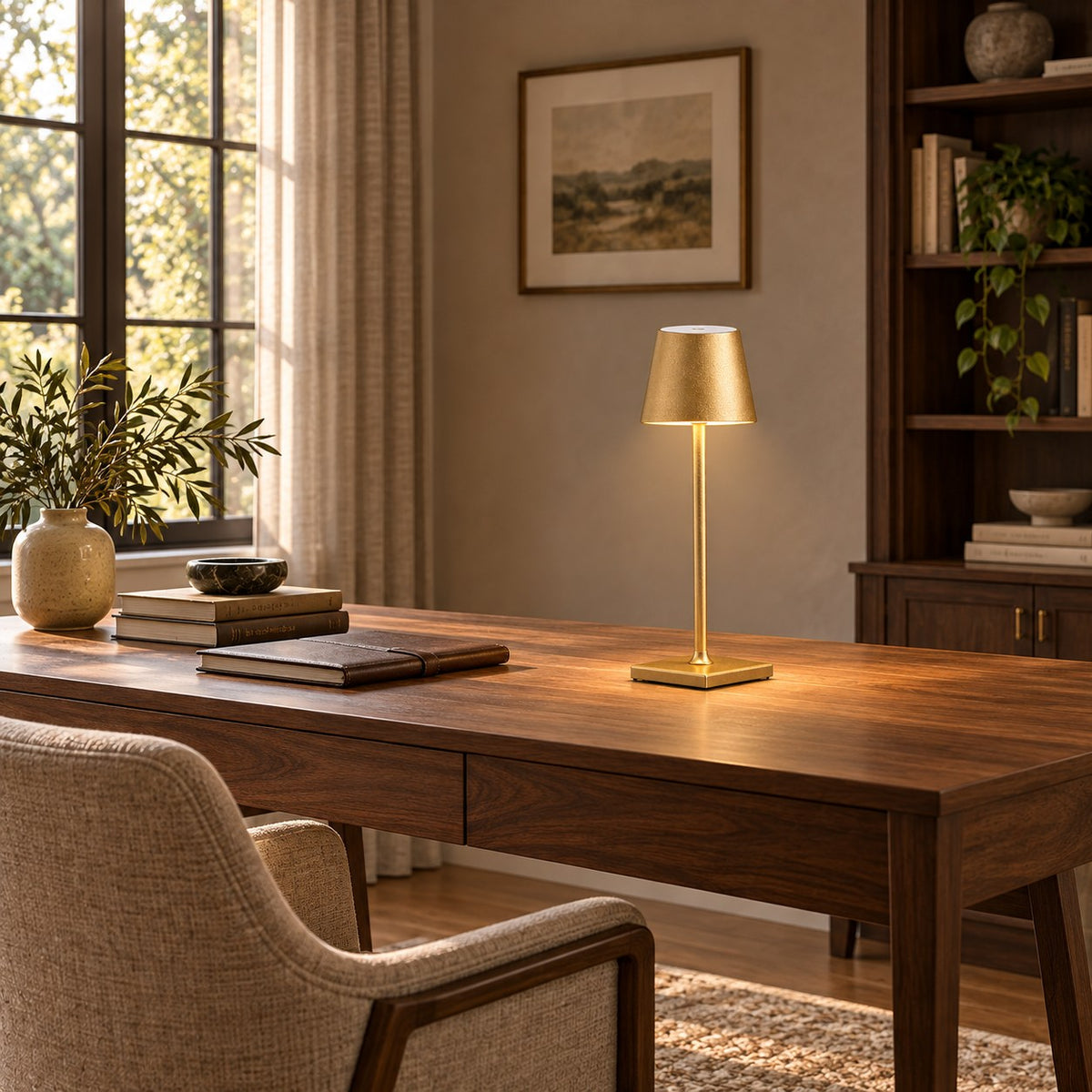 Modern Cordless Table Lamp Adjustable Brightness Rechargeable Battery LED Design for Home Office