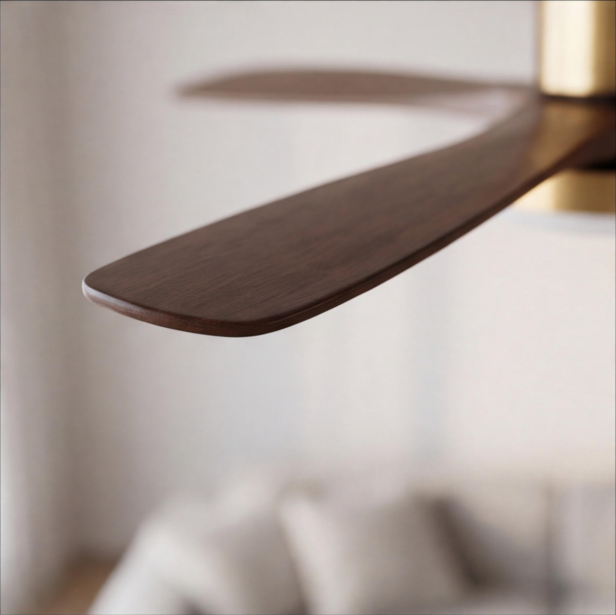 Modern Flush Mount Ceiling Fan with Integrated LED Lights Wooden Blades 6-Speed Control
