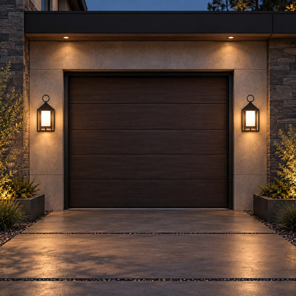 Modern Rustic Outdoor Wall Light Rectangular Lantern Die-Cast Aluminum LED 3000K Waterproof