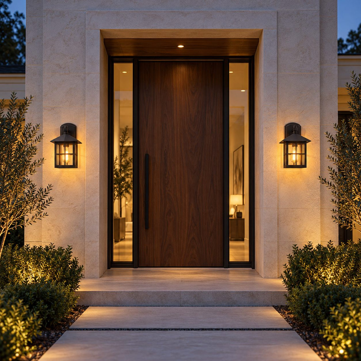 Classic Black Outdoor Wall Lantern IP65 Rated Aluminum Sconce with Glass Shade E26/E27 Socket