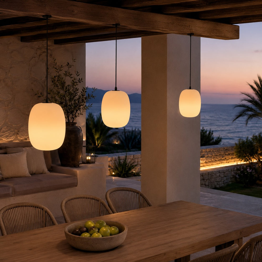 Modern Outdoor Pendant Light Fixture Hanging Waterproof Aluminum LED for Exterior Use
