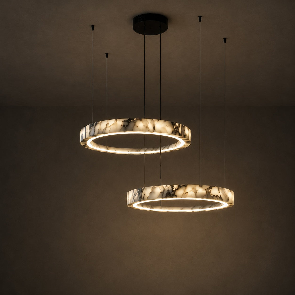 Modern Chandelier Pendant Light Adjustable Natural Marble Integrated LED Illumination 79