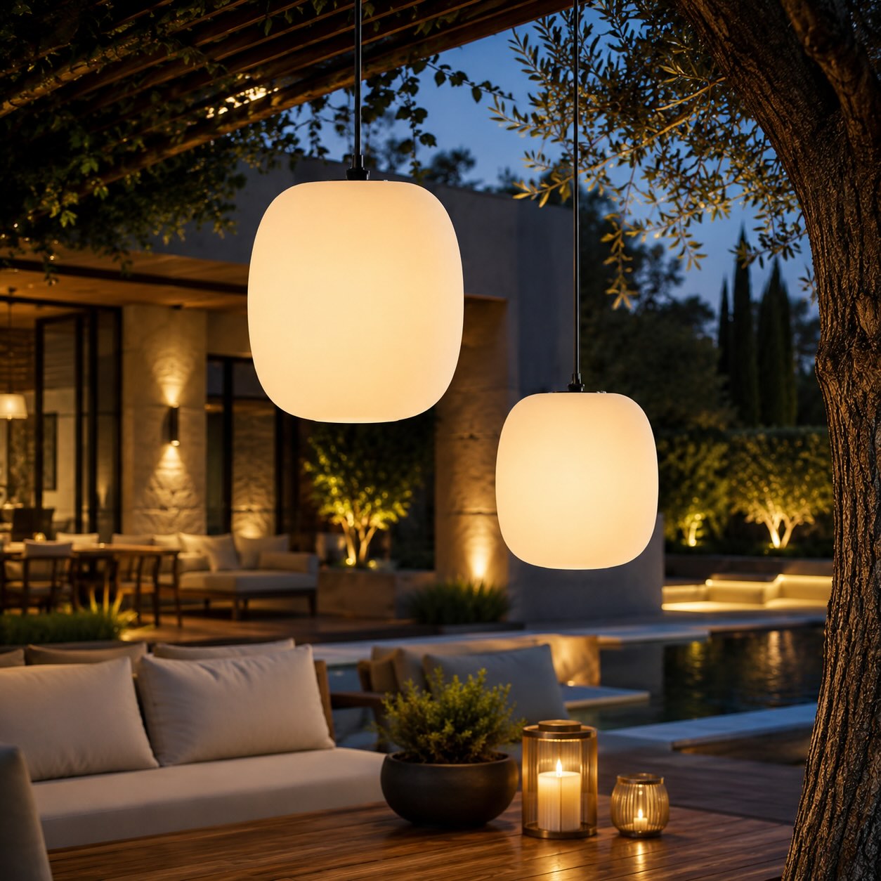 Modern Outdoor Pendant Light Fixture Hanging Waterproof Aluminum LED for Exterior Use