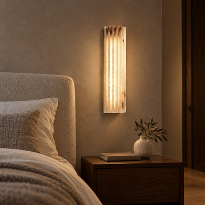 Modern Wall Light Wall Mounted Metal Alabaster Shade Dimmable LED for Contemporary Spaces