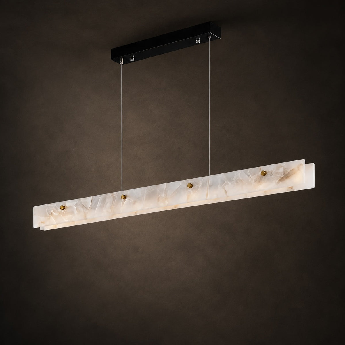Modern Pendant Light Adjustable Hanging Stainless Steel and Marble LED Fixture for Kitchen Island