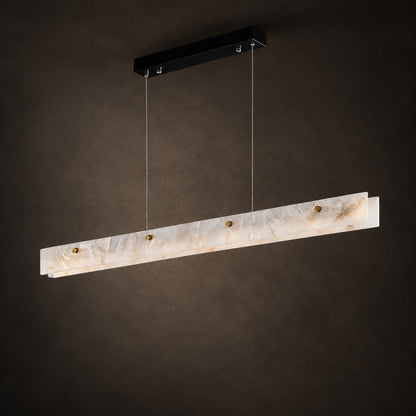 Modern Pendant Light Adjustable Hanging Stainless Steel and Marble LED Fixture for Kitchen Island