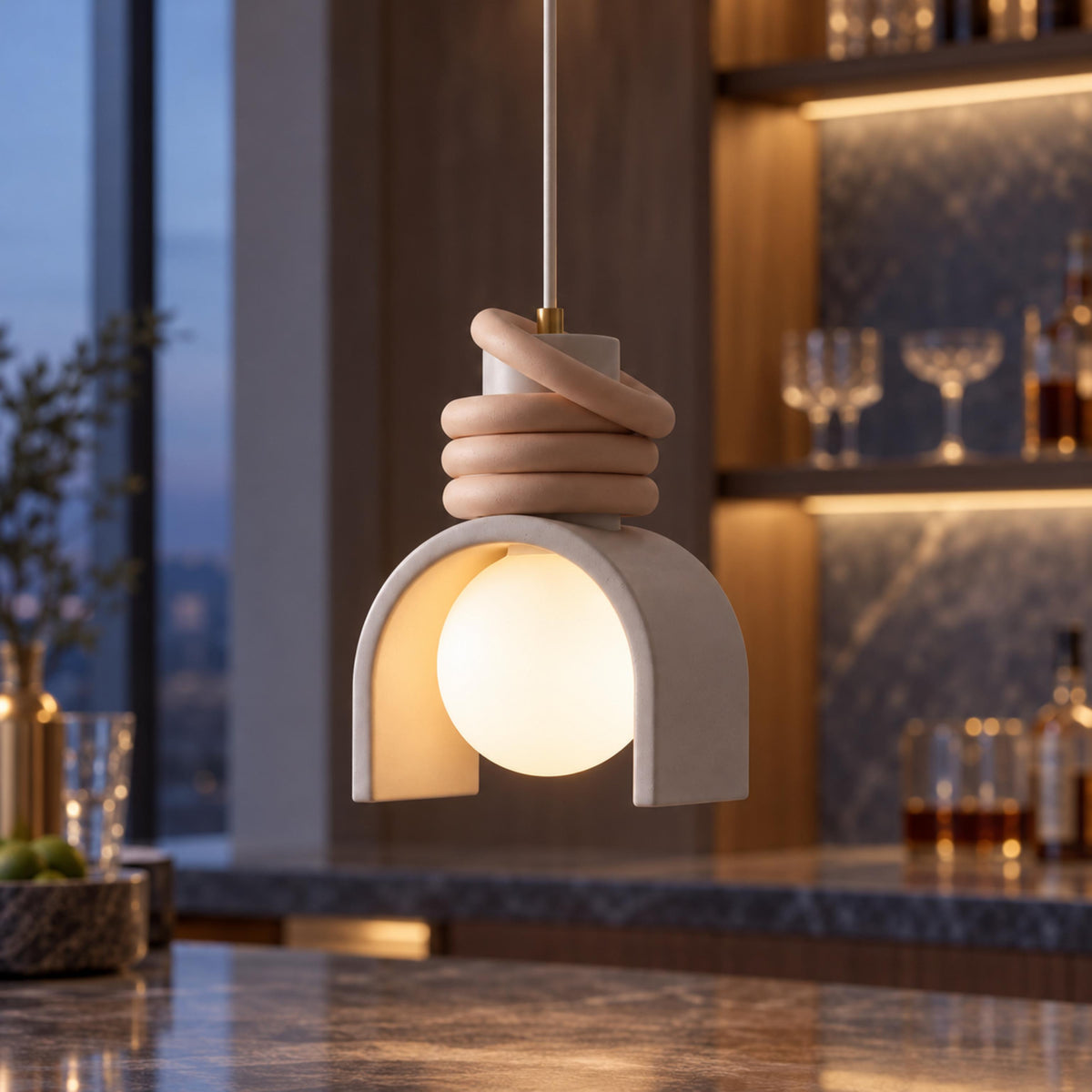 Modern Glass Pendant Light Adjustable Height Hanging Fixture LED for Kitchen Lighting