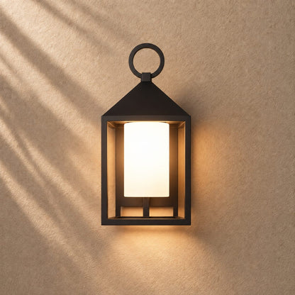 Modern Rustic Outdoor Wall Light Rectangular Lantern Die-Cast Aluminum LED 3000K Waterproof