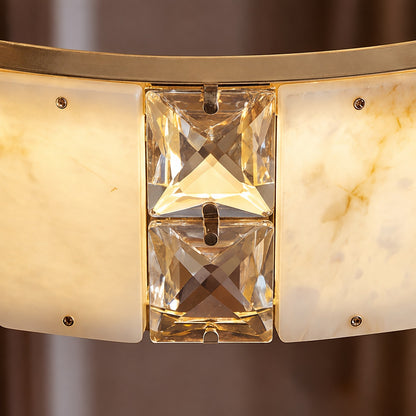 Modern Crystal Chandelier Hanging Light Fixture with Adjustable LED Alabaster Design